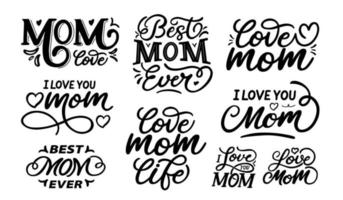 Letras vectoriales del día de las madres felices. tarjeta de caligrafía del día de la madre. día de la madre letras ilustración de vector de caligrafía árabe. ama a mamá, la mejor mamá que nunca ha escrito el vector.