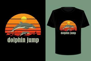 Dolphin jump retro vintage t shirt design vector