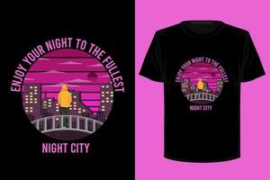 diseño de camiseta retro vintage de ciudad nocturna vector