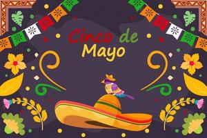 fondo plano del festival de celebración del cinco de mayo vector