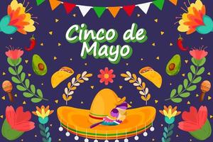 Flat Cinco De Mayo Mexican holiday festival background