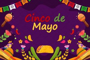 Flat Cinco De Mayo celebration festival background vector