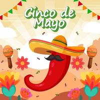 Flat Cinco De Mayo Mexican holiday background vector