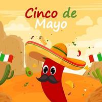 Flat Cinco De Mayo background with particle element vector