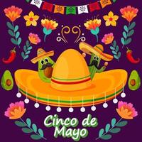 fondo plano cinco de mayo vacaciones con elemento de partículas vector