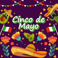 Flat Cinco De Mayo holiday background vector