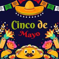 fondo plano del festival cinco de mayo con elemento de partículas vector