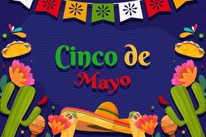 Flat Cinco De Mayo festival holiday background with particle element vector