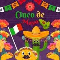 Flat Cinco De Mayo Mexican festival background vector