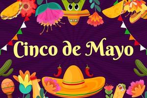 Background flat Cinco De Mayo Mexican festival vector