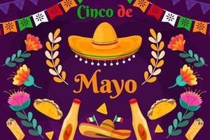 Flat Cinco De Mayo Mexican festival holiday background