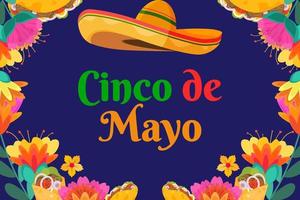 Flat Cinco De Mayo Mexican festival background vector