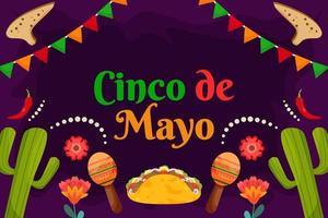Flat Cinco De Mayo celebration background with particle element vector