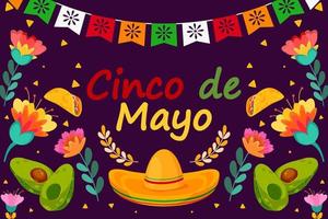 Flat Cinco De Mayo holiday festival background vector