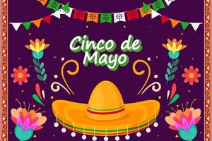 Flat Cinco De Mayo holiday festival background with particle element
