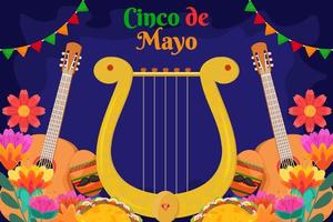 Flat Cinco De Mayo Mexican festival background vector