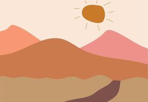 Cute Bohemian Mountain Abstract Background vector