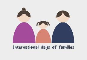 ilustración vectorial de una familia sin rostro de tres incluye padre, madre e hija adecuada para los días internacionales de afiche o pancarta familiar vector