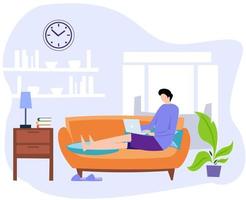 male working at home vector illustration