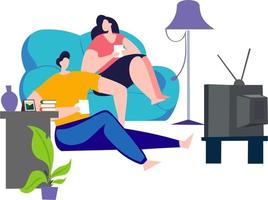 watching television at home vector
