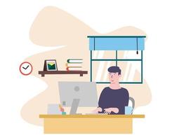 work from home using computer vector