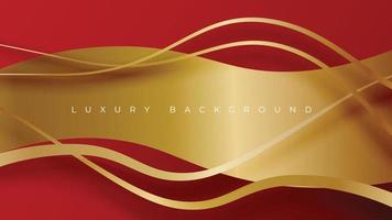 Red background smooth golden wave. Luxury concept. Vector illustration.