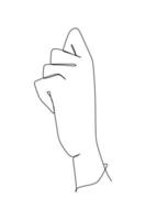 Continuous single non-painted hand line in clench shape drawn from the hand picture silhouette. Line art. Hand drawn style vector illustration