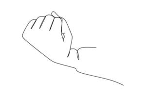 Continuous line drawing fist. One line hand with clenched fingers. Protest or revolution concept. Vector illustration. Hands Minimalist Contour Drawing. Vector EPS 10.