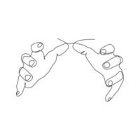 Continuous line draw design vector illustration. Sign and symbol of hand gestures. Single continuous drawing line. Hand drawn style art doodle isolated on white background illustration.