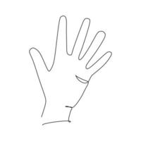 Wave Hand Gesture Single line drawing. Sign and symbol of hand gestures. Single continuous line drawing. Hand drawn style art doodle isolated on white background illustration vector