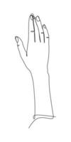 Hands gesture continuous line drawing design. Sign or symbol of hand gestures. One line draw of hand drawn style art doodle isolated on white background for business concept vector