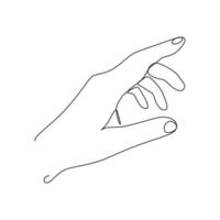 Wrist hand gesture Single line drawing. Sign and symbol of hand gestures. Single continuous line drawing. Hand drawn style art doodle isolated on white background illustration vector