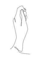 Continuous Line Drawing of Hand Trendy Minimalist Illustration. One Line Abstract Concept. Hands Minimalist Contour Drawing. Vector EPS 10