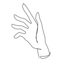 Continuous single non-painted hand line in opened shape drawn from the hand picture silhouette. Line art. Hand drawn style vector illustration