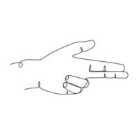 Continuous line draw design vector illustration. Letter U Sign and symbol of hand gestures. Single continuous drawing line. Hand drawn style art doodle isolated on white background illustration.