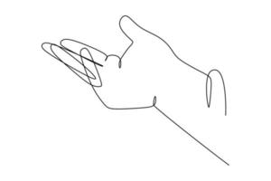 Wrist Palm gesture. Different position of the fingers. Sign and symbol of hand gestures. Single continuous drawing line. Hand drawn style art doodle isolated on white background vector