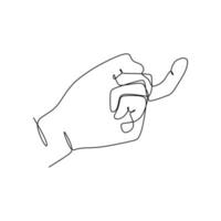 showing index finger continuous line draw design. Sign and symbol of hand gestures. Single continuous drawing line. Hand drawn style art doodle isolated on white background illustration. vector