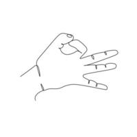 flick finger continuous line draw design vector illustration. Sign and symbol of hand gestures. Single continuous drawing line. Hand drawn style art doodle isolated on white background illustration.