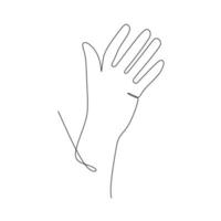 Open palm hand gesture continuous line draw design. Sign and symbol of hand gestures. Single continuous drawing line. Hand drawn style art doodle isolated on white background illustration vector