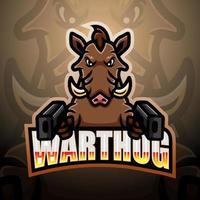 Warthog gunner mascot esport logo design vector