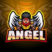 Angel mascot esport logo design vector