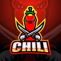 Chili knight mascot esport logo design