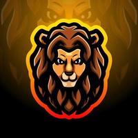 Lion head mascot esport logo design vector