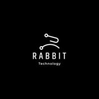 Rabbit technology logo icon design template vector