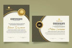 set horizontal certificate template with geometry texture on curve ornament and modern pattern background. vector