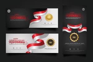 Indonesia Independence Day Celebration, banner set Design Vector Template Illustration