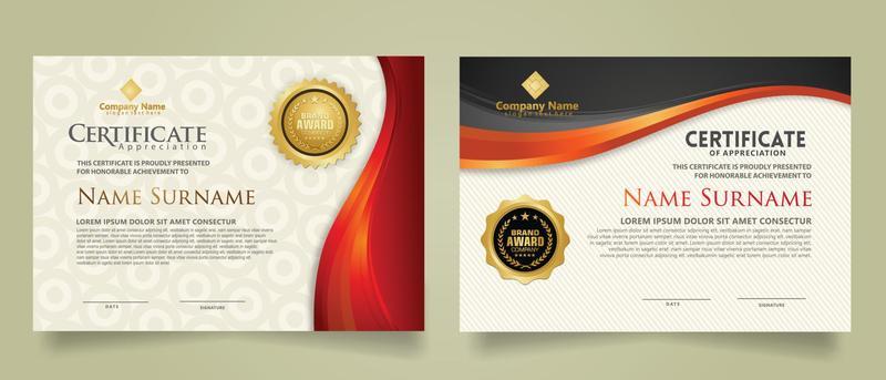 set modern certificate template with flow lines ornament and modern pattern background.