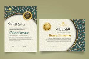 set vertical and horizontal certificate template with geometry texture on curve ornament and modern pattern background. vector