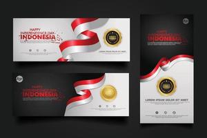 Indonesia Independence Day Celebration, banner set Design Vector Template Illustration