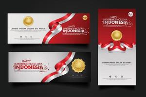 celebración del día de la independencia de indonesia, ilustración de plantilla de vector de diseño de conjunto de banners